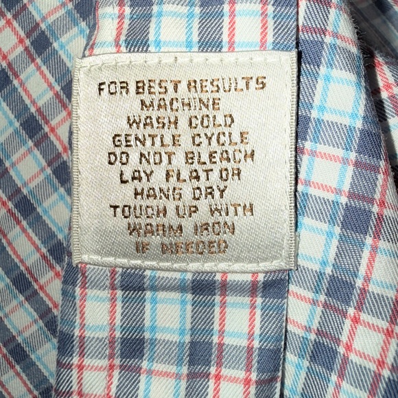 Peter Millar Large Button-Down Shirt | Blue Red Plaid | 100% Cotton - Picture 8 of 8